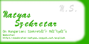 matyas szekretar business card